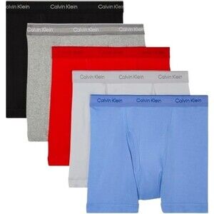 CALVIN KLEIN Boxer Brief Mens XL Gray Blue Black 5-Pack 100% Cotton Classic Fit